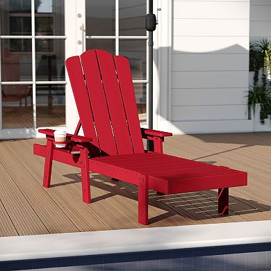 Merrick Lane Outdoor Adjustable Lounge Chair With Cupholder