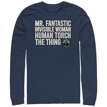Big & Tall Marvel Fantastic Four Members' Names Long Sleeve Graphic Tee