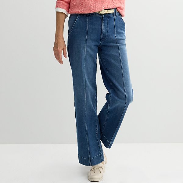 Women's Croft & Barrow® Pintuck Denim Relaxed Straight Leg Jeans - Medium Wash (4)
