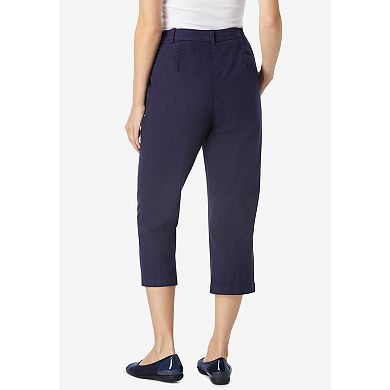 Woman Within Plus Size Adjustable Waist Chino Capri