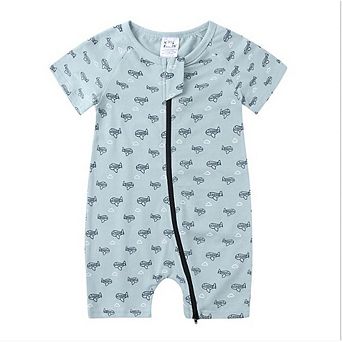 Baby Boys Airplane Print Zipper Romper