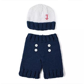 Newborn Baby Boys Nautical Sailor Crochet Knit Photography Prop