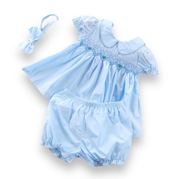 sachin and babi light blue dress Girls Blue Smocked Dress With Animals