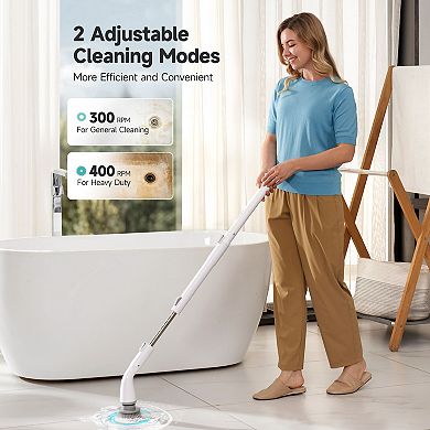 Hicozy Electric Spin Scrubber Hs1, Power Cleaning Brush For Bathroom, Floor, Tile, Kitchen (white)