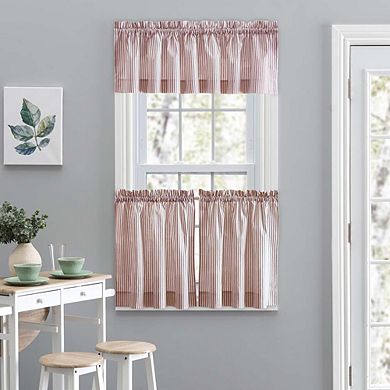 Classic Stripe Printed Tailored Curtain Valance 1.5" Rod Pocket