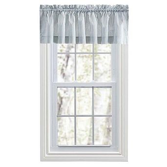 Plaza Stripe Printed Tailored Curtain Valance 1.5" Rod Pocket