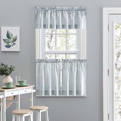 Plaza Stripe Printed Tailored Curtain Valance 1.5" Rod Pocket