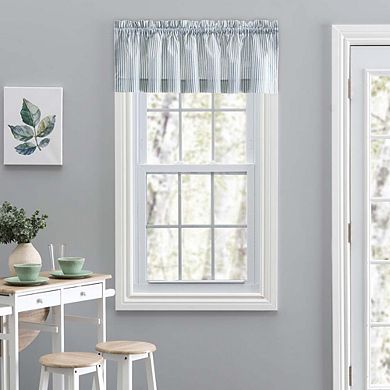 Plaza Stripe Printed Tailored Curtain Valance 1.5" Rod Pocket
