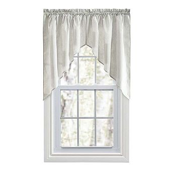 Plaza Ticking Stripe Printed Tailored Swag 1.5" Rod Pocket 56" X 36" Sage