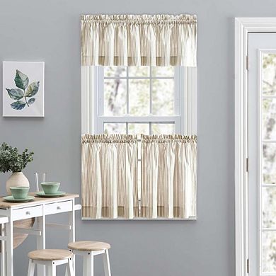 Plaza Stripe Printed Stylish Tailored Valance 1.5" Rod Pocket