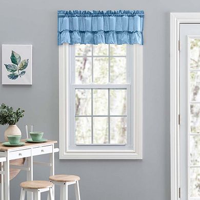 Stacey 1.5" Rod Pocket Solid Color Window Ruffled Filler Valance