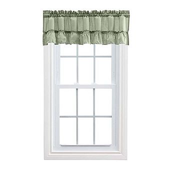 Stacey 1.5" Rod Pocket Solid Color Window Ruffled Filler Valance