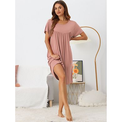 Women's Nightgown Cotton Sleepwear Short Sleeve Cozy Loose Sleepshirt Plus Size S-3XL