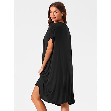 Women's Nightgown Cotton Sleepwear Short Sleeve Cozy Loose Sleepshirt Plus Size S-3XL
