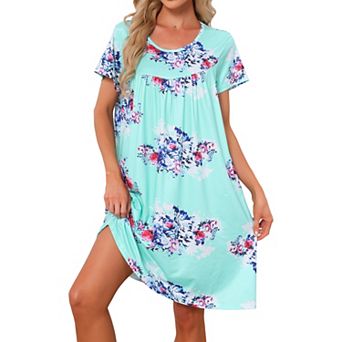Women's Nightgown Cotton Sleepwear Short Sleeve Cozy Loose Sleepshirt Plus Size S-3XL