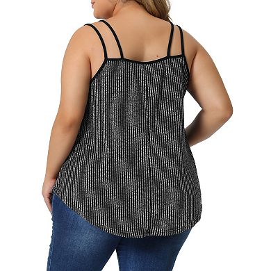 Women's Plus Size Sleeveless V Neck Tank Cami Party Glitter Sparkle Tops