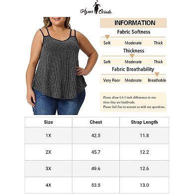 Women's Plus Size Sleeveless V Neck Tank Cami Party Glitter Sparkle Tops