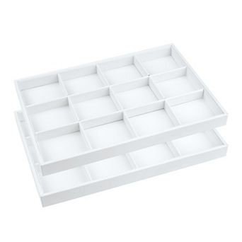 Set Of 2 Stackable Pu Leather Jewelry Organizer Trays Jewelry Organizer Drawer Case Storage