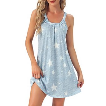 Women's Sleeveless Sleepwear Elastic Shirred Neckline Wide Strap Short Nightgown