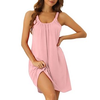 Women's Sleeveless Sleepwear Elastic Shirred Neckline Wide Strap Short Nightgown