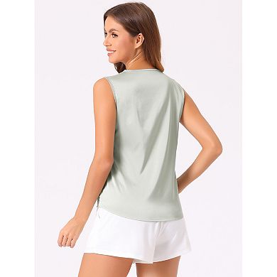 Womens Silk Satin Tank Tops V Neck Casual Sleeveless Blouses Summer Top