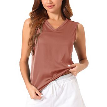 Womens Silk Satin Tank Tops V Neck Casual Sleeveless Blouses Summer Top