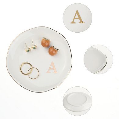 Ceramic Jewelry Tray Trinket Ring Dish For Organizing Necklaces Bracelets Watch Keys White