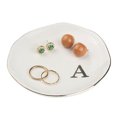 Ceramic Jewelry Tray Trinket Ring Dish For Organizing Necklaces Bracelets Watch Keys White