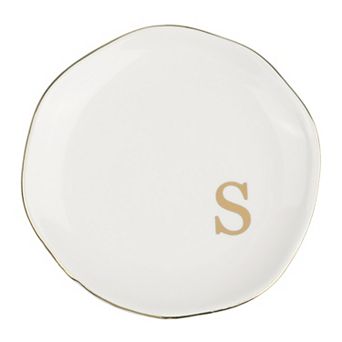 Ceramic Jewelry Tray Trinket Ring Dish For Organizing Necklaces Bracelets Watch Keys White