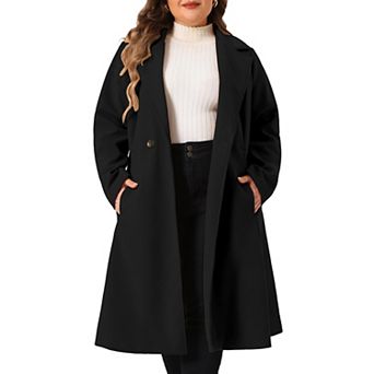 Plus Size Coats of Women Double Breasted Lapel with Pockets Winter Long Coats