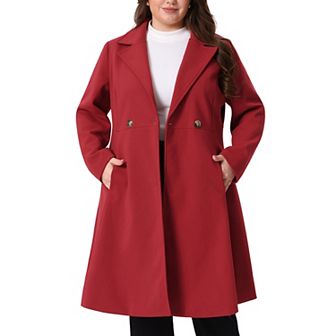 Plus Size Coats of Women Double Breasted Lapel with Pockets Winter Long Coats