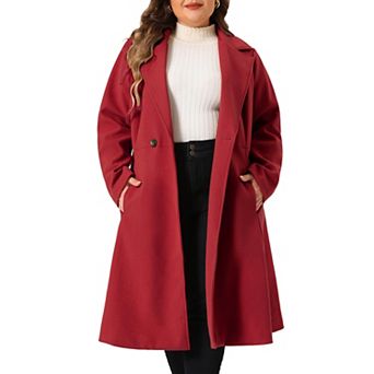 Plus Size Coats of Women Double Breasted Lapel with Pockets Winter Long Coats