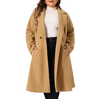 Plus Size Coats of Women Double Breasted Lapel with Pockets Winter Long Coats