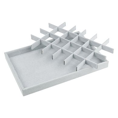 Set Of 2 Stackable Velvet Jewelry Organizer Trays With Removable Dividers For Drawers
