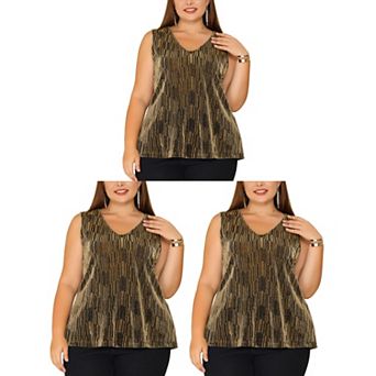 Women's Plus Size Sleeveless Glitter Gradient Sequin Tank Top