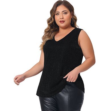 Women's Plus Size Sleeveless Glitter Gradient Sequin Tank Top
