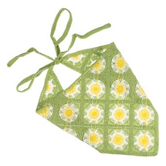 1 pc Fashion Knitted Hollow Triangle Headwrap For Women 20.08"x9.84" Green