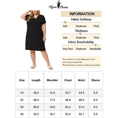 Women's Plus Size Nightgown Short Sleeves Solid Knee-length Pajamas Sleep Dress