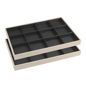 Set Of 2 Jewelry Organizer Trays With Removable Dividers For Drawers Jewelry Organizer Storage
