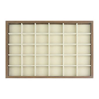 Velvet Jewelry Organizer Trays With Removable Dividers For Drawers 24 Grid Tray