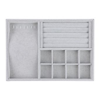 Velvet Jewelry Organizer Trays With Removable Dividers For Drawers Necklace Ring 8 Grid Tray