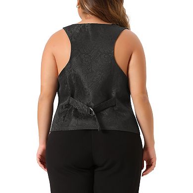 Plus Size Vest For Women Sleeveless Jacquard Jacket Steampunk Waistcoat
