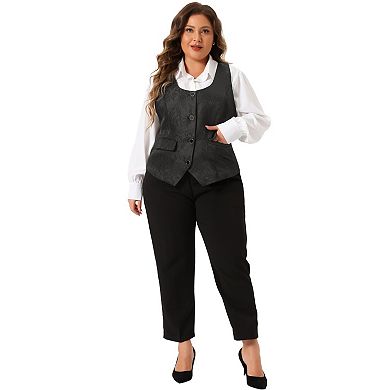 Plus Size Vest For Women Sleeveless Jacquard Jacket Steampunk Waistcoat