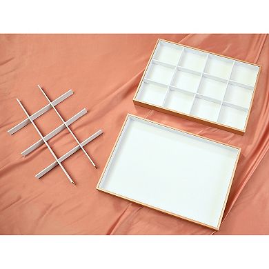 Set Of 2 Jewelry Organizer Trays With Removable Dividers For Drawers