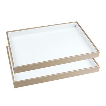 Set Of 2 Jewelry Organizer Trays With Removable Dividers For Drawers