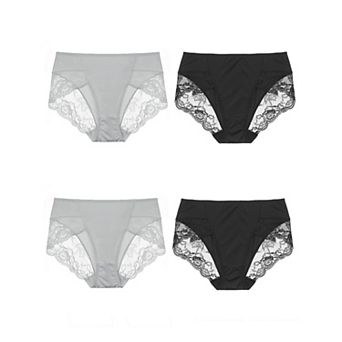 Women's Mid Waist Lace Trim Brief Traceless Underwear