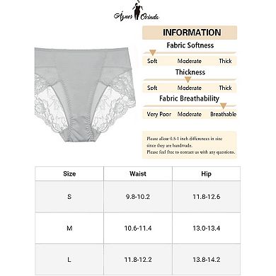 Women's Mid Waist Lace Trim Brief Traceless Underwear