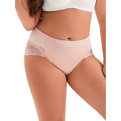 Women's Mid Waist Lace Trim Brief Traceless Underwear