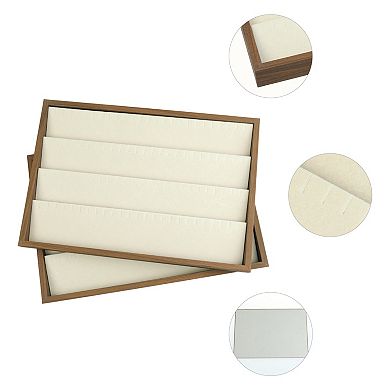 2 Pack Stackable Velvet Jewelry Organizer Trays With Dividers For Drawers 24 Grid Tray