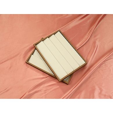 2 Pack Stackable Velvet Jewelry Organizer Trays With Dividers For Drawers 24 Grid Tray